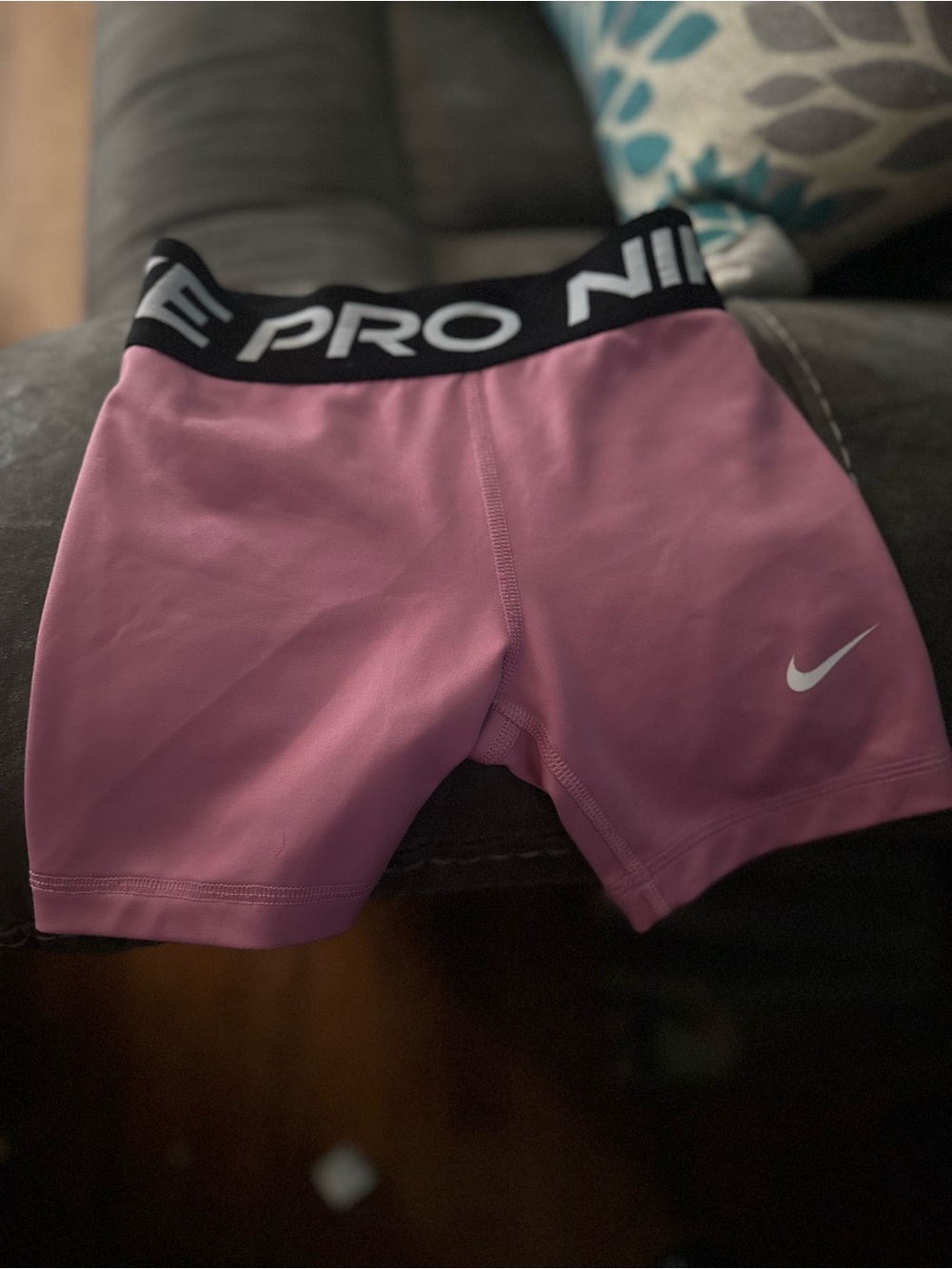 Nike Women’s Pink Pro Compression Bike Shorts with Black Logo Waistband